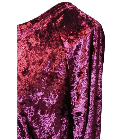 Y2K 2000s Crushed Velvet Top Raglan Sleeve Whimsygoth Grunge Womens Large Blouse - Picture 3 of 7